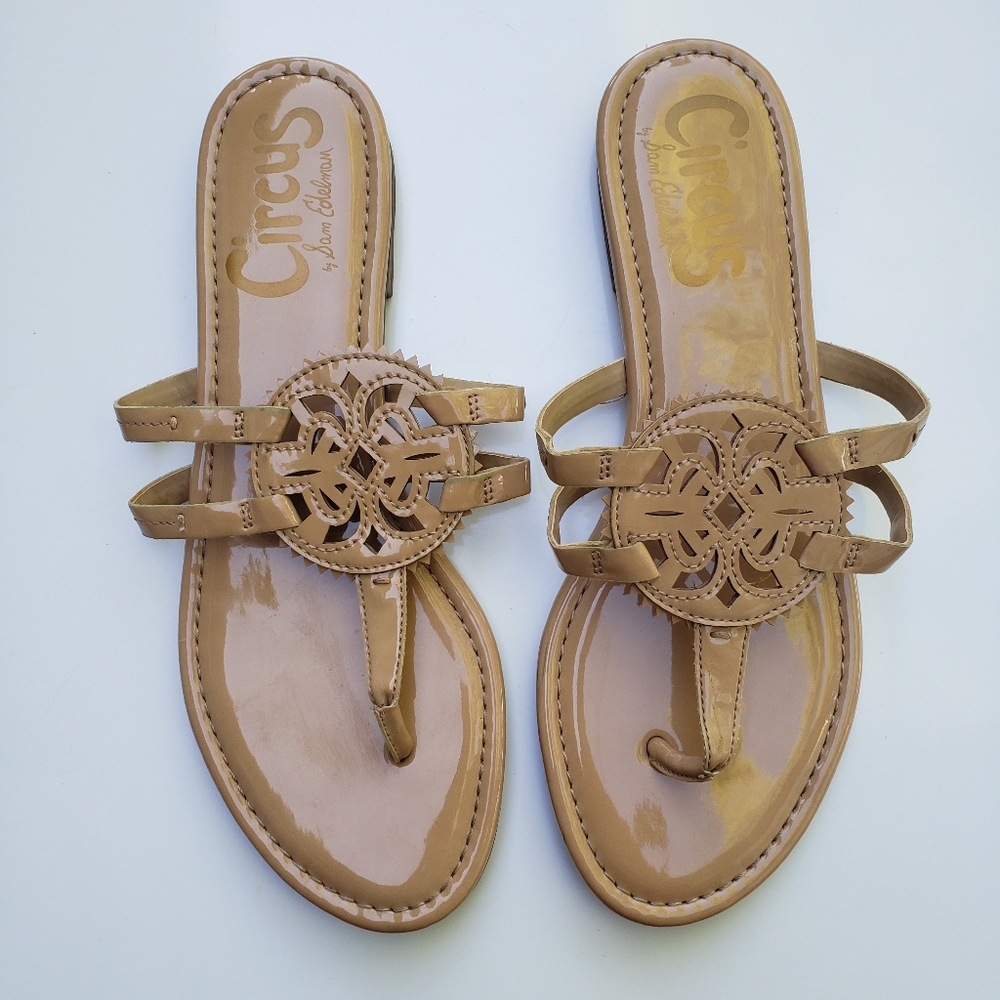Sam Edelman Circus Sandals Slip On Nude Tan‎ Flips Flops Thong Shoes 10